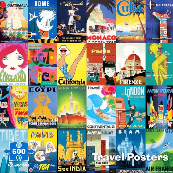RE-MARKS Retro Travel Poster Puzzle from Barnes and Nobles 500 Pieces NIB Sealed - Picture 8 of 8